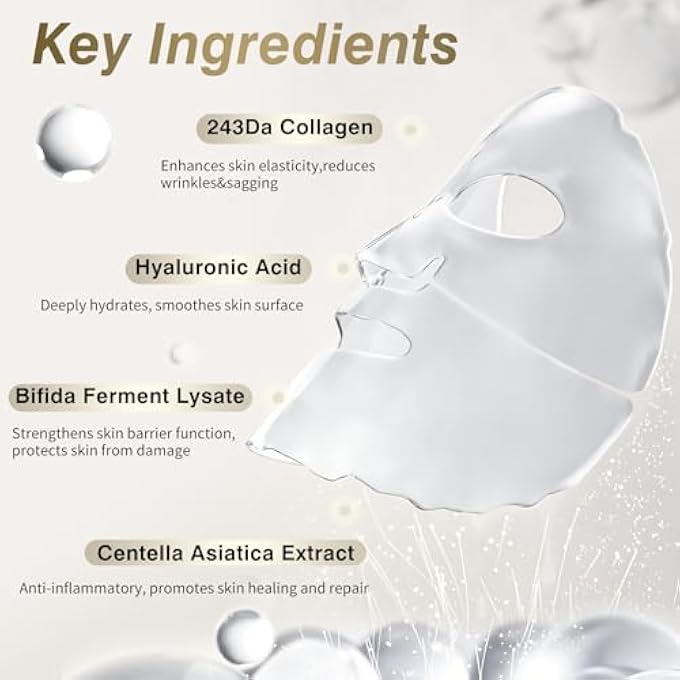 ISTON 6 PACK BIO-COLLAGEN REAL DEEP ANTI WRINKLE LIFTING MASK,OVERNIGHT HYDRATING FACE MASK FOR ALL SKIN TYPES -PORE MINIMIZING,ELASTICITY ENHANCING,FIRMING,MOISTURIZING - Image 4